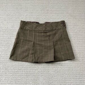 Hurley Y2K brown pleated mini skirt